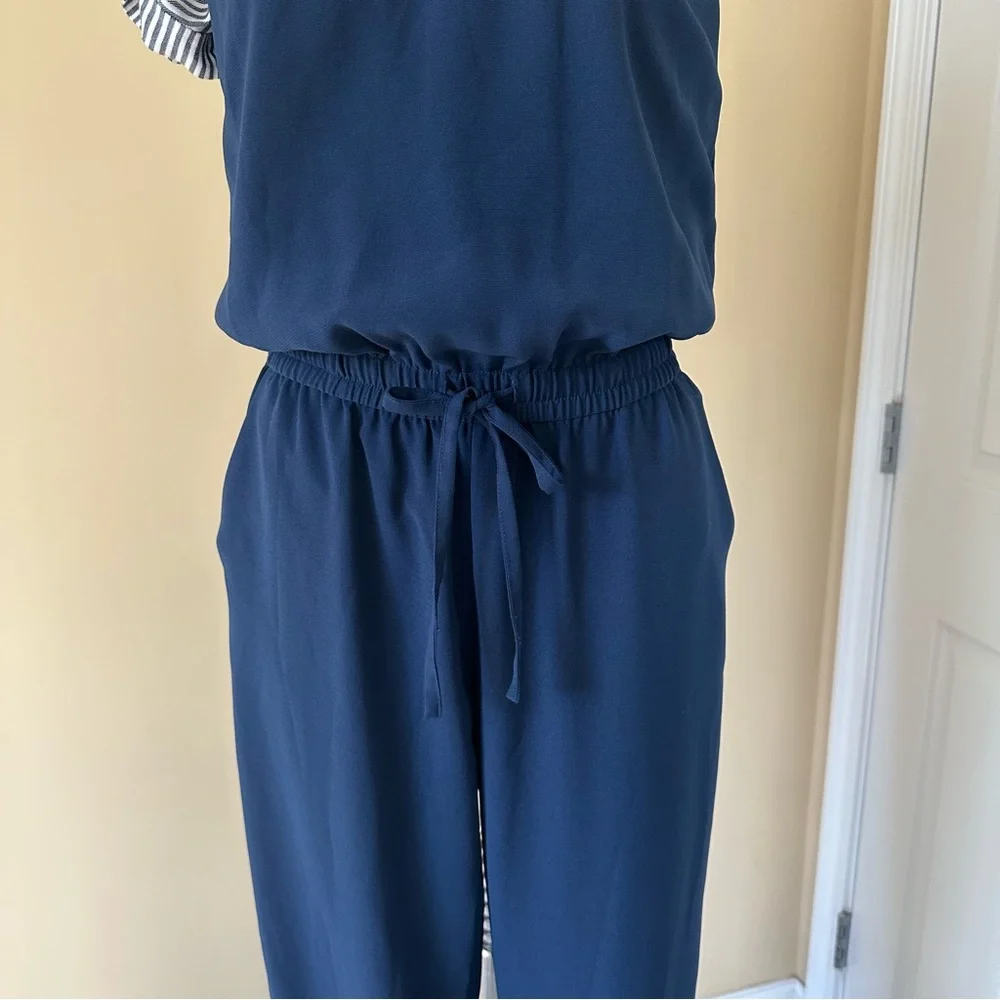 CAbi 303 French Navy Jumpsuit Drawstring Pocket Sleeveless Zipper Women's XS - Picture 8 of 10